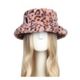 thumbnail image 5 of Yuanlong Womens Bucket Hat Fuzzy Leopard Print Plush Warm Winter Hat Wide Brim Windproof Retro Stylish Streetwear Headwear, 5 of 5