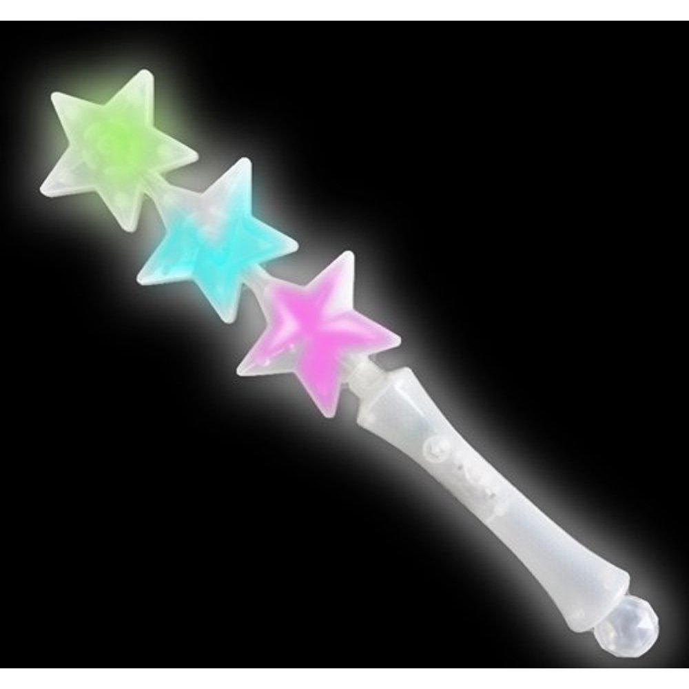 FLASHING RAINBOW WAND W/ THREE STARS, Case of 12