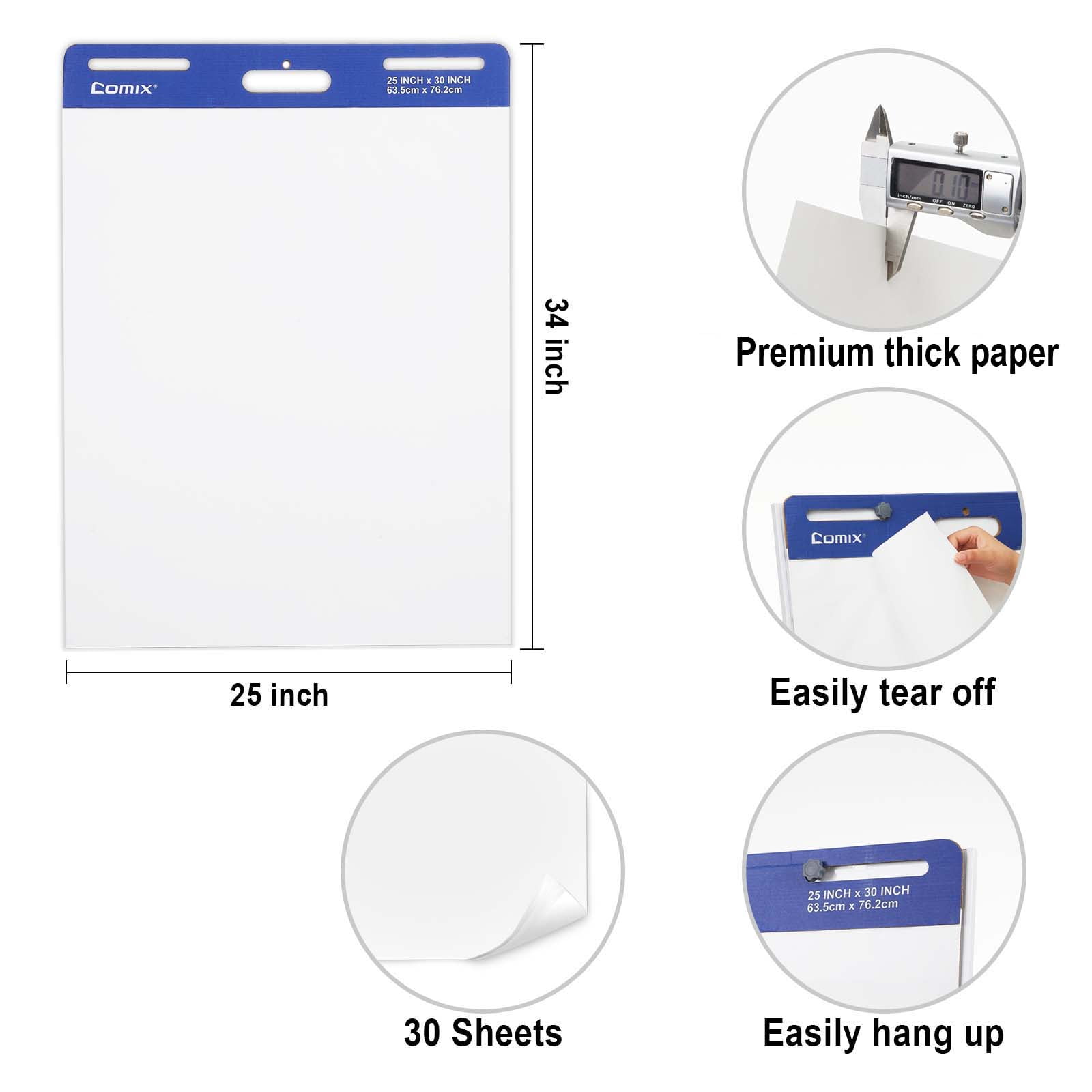 Comix Sticky Easel Pad, 25 x 30 inches Flip Chart Paper for