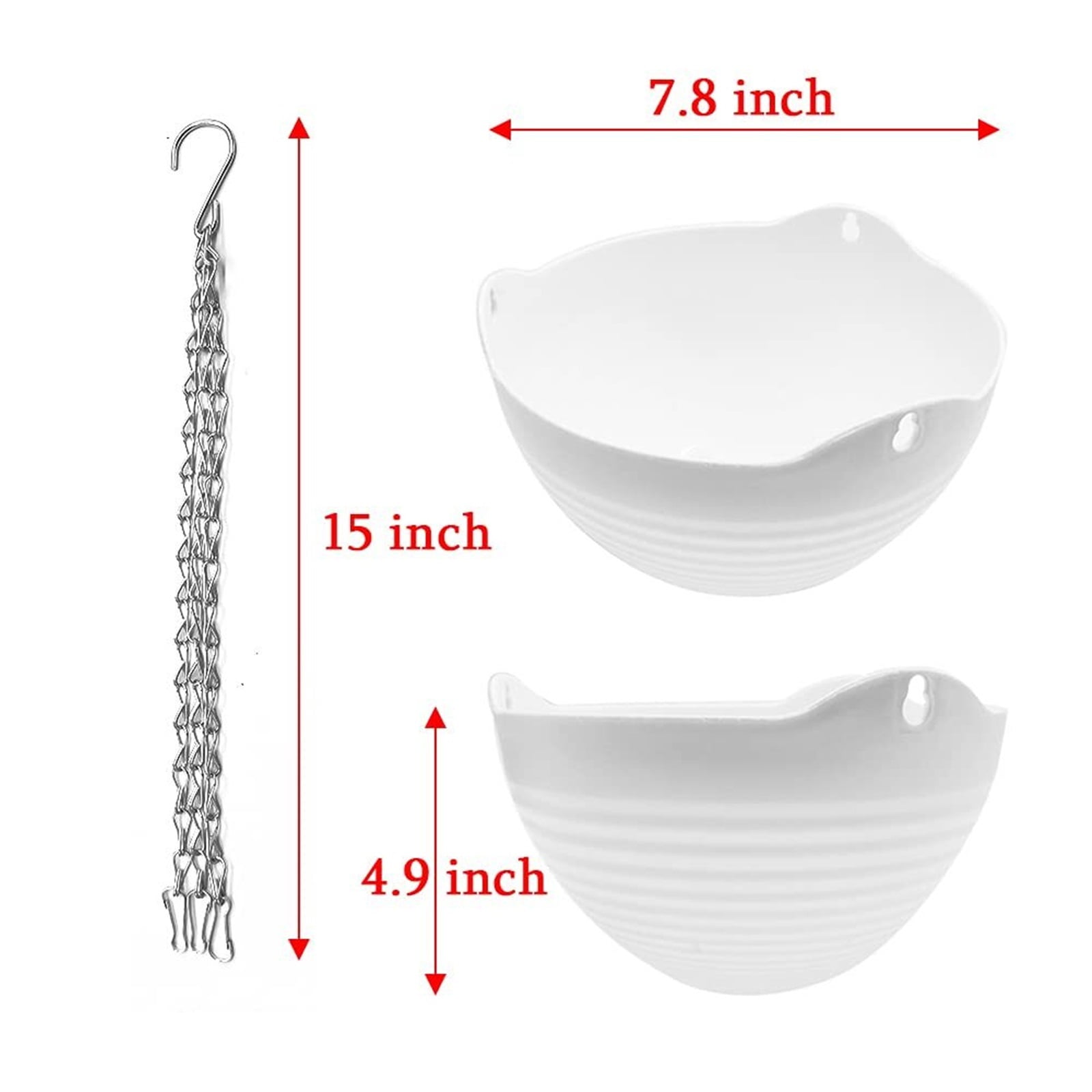 3 Pcs 8 inch Hanging Planter Pots,Self-Watering Round Hanging Basket with Water Tray