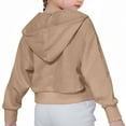thumbnail image 4 of Cethrio Girls Zip up Hoodies, Long Sleeve Casual Athletic Spring Fall Girls Sweatshirts Khaki Size 7-8, 4 of 8