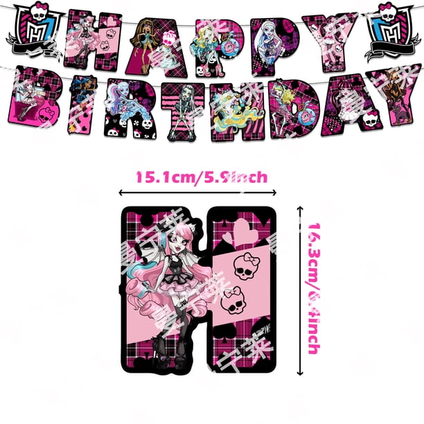Lindo juego de globos de Monster High para decoración de cumpleaños, pancarta desechable para decoración de tartas, bandera colgante