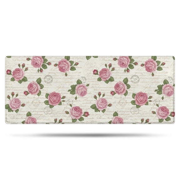 Pioneer Flower Floral Print Pattern Bathroom Rugs Mat, Non Slip Microfiber Bathroom Rug with Rubber Backing, Soft Mats for Bathroom Floor Tub Shower, 24"x60"