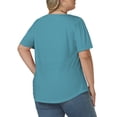 thumbnail image 3 of NISVIYA Womens Summer Tops Plus Size Trendy Crew Neck Shirts Casual Pleated Tunics Flowy Loose Fit Short Sleeve Tees 1X Turquoise, 3 of 6