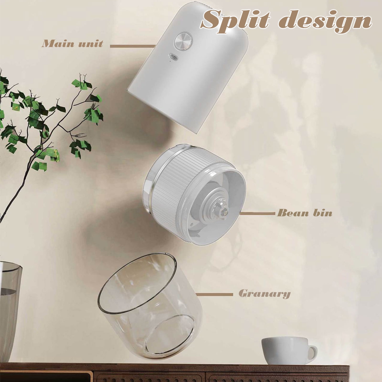 Portable Electric Coffee Grinder, 40 Adjustable Settings Small Electric Burr Coffee Bean Grinder, Mini Rechargeable Espresso Grinder for Travel, Camping, Home, and Office