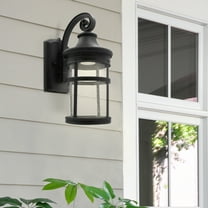 Maxxima LED Outdoor Porch Light w/ Seeded Glass, Dusk to Dawn, Integrated LED, 3000K