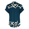thumbnail image 4 of Women's Button Down V Neck Top Cotton Linen Blend Blouses Floral Graphic Tee Short Sleeve With Folded Cuff Ombre Top Loose Fit Summer Basic Henley Top, 4 of 5