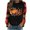 Black, variant on Augper Women's Pumpkin Printed Round Neck Grid Sleeves Long Sleeved Top Loose Fall Sweater Clearance
