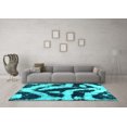 thumbnail image 3 of Ahgly Company Indoor Square Abstract Turquoise Blue Modern Area Rugs, 6' Square, 3 of 4