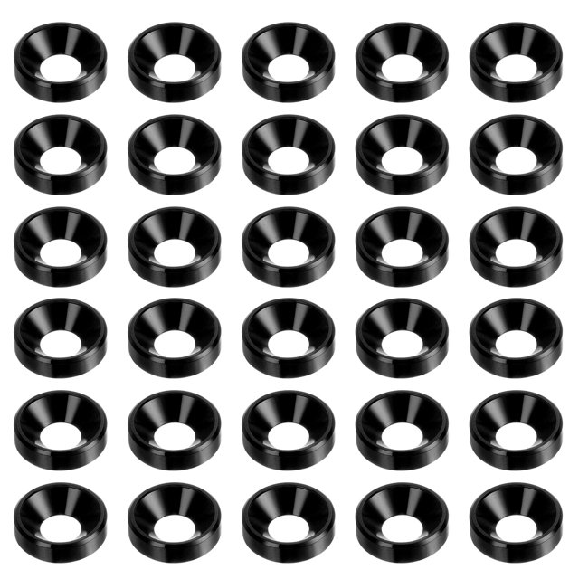 Unique Bargains Lot de 30 Rondelles à Encastrer M5 en Alliage d'Aluminium Anodisé pour Finition, Noir