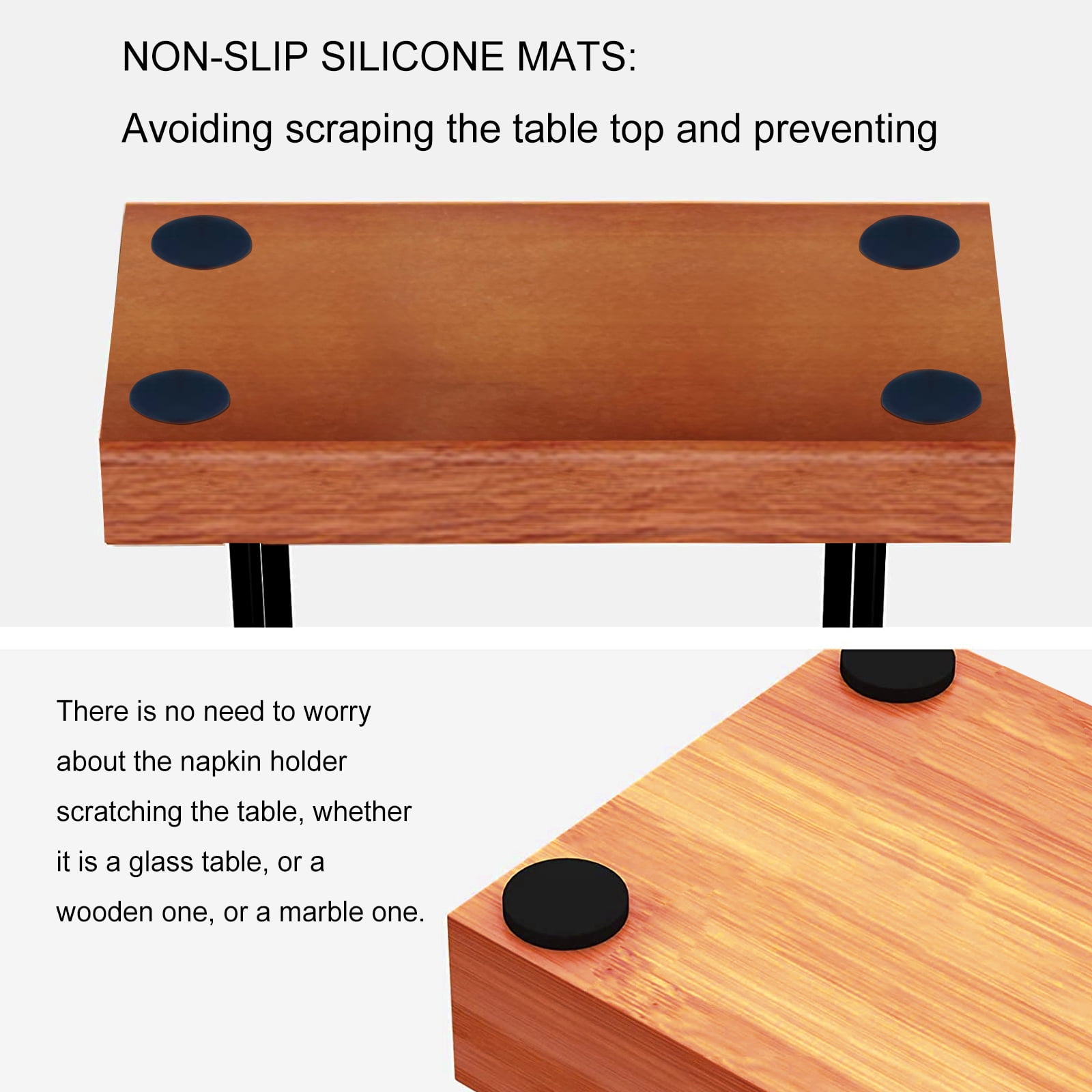 Tripumer Table Napkin Holder Wooden Iron Standing Paper Towel Organizer for Kitchen Cocktail Picnic 6x3x5.3inch Rectangle Black