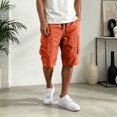 thumbnail image 4 of HKYNLAG Cargo Shorts for Men Lightweigh Casual Comfort Summer Pants Bermuda Shorts with Pockets Knee Length Outdoor Hiking Work Short Orange L, 4 of 5