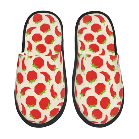 

House Slippers for Women and Men Cute Red Tomato Pepper Comfy Fuzzy Bedroom Slippers Furry Home Shoes for Indoor Outdoor