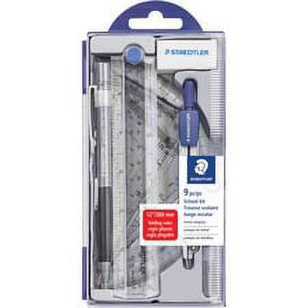 Staedtler Compass Math Set - 9 Piece(s) - Blue - 1 Set Staedtler Compass Math Set - 9 Piece(s) - Blue - 1 Set