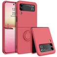 thumbnail image 1 of Funda de teléfono magnética con soporte de anillo de lujo para Samsung Galaxy Z Flip 4 Flip 3, funda de silicona con sensación de piel para Samsung Z Flip4 3 xuanjing  unisex, 1 of 2