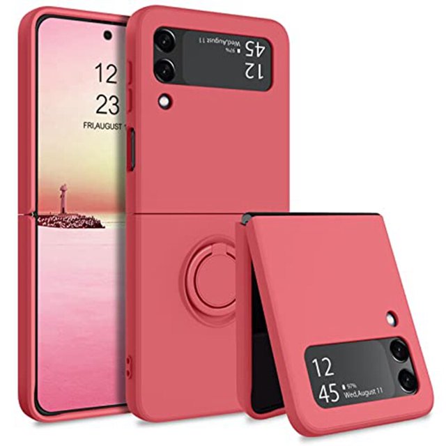Funda de teléfono magnética con soporte de anillo de lujo para Samsung Galaxy Z Flip 4 Flip 3, funda de silicona con sensación de piel para Samsung Z Flip4 3 xuanjing unisex