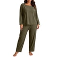 thumbnail image 2 of NominalSnug Plus Size Pajamas for Women Set Ribbed Knit Pjs Womens 2 Piece Long Sleeve Pajama Sets with Pockets Sleepwear, 2 of 8