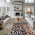 thumbnail image 3 of Large Area Rugs for Living Room Bedroom, Vintage Abstract 8'x10' Rug Washable Carpet Runner Indoor Outdoor, Retro Classic Pattern Texture Light Brown Non Slip Floor Mats Rug for Kitchen, Patio, 3 of 8