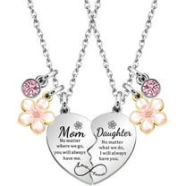 2Pcs Mother Daughter Heart Matching Pendant Necklace Set Gifts For Mom Mothers Day Birthday Christmas Presents From Daughter Mothers Day Gifts for Mom