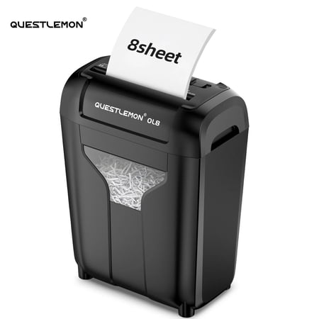 QUESTLEMON 8-Sheet Cross-Cut Paper Shredder for Home Office , Compact & Heavy Duty