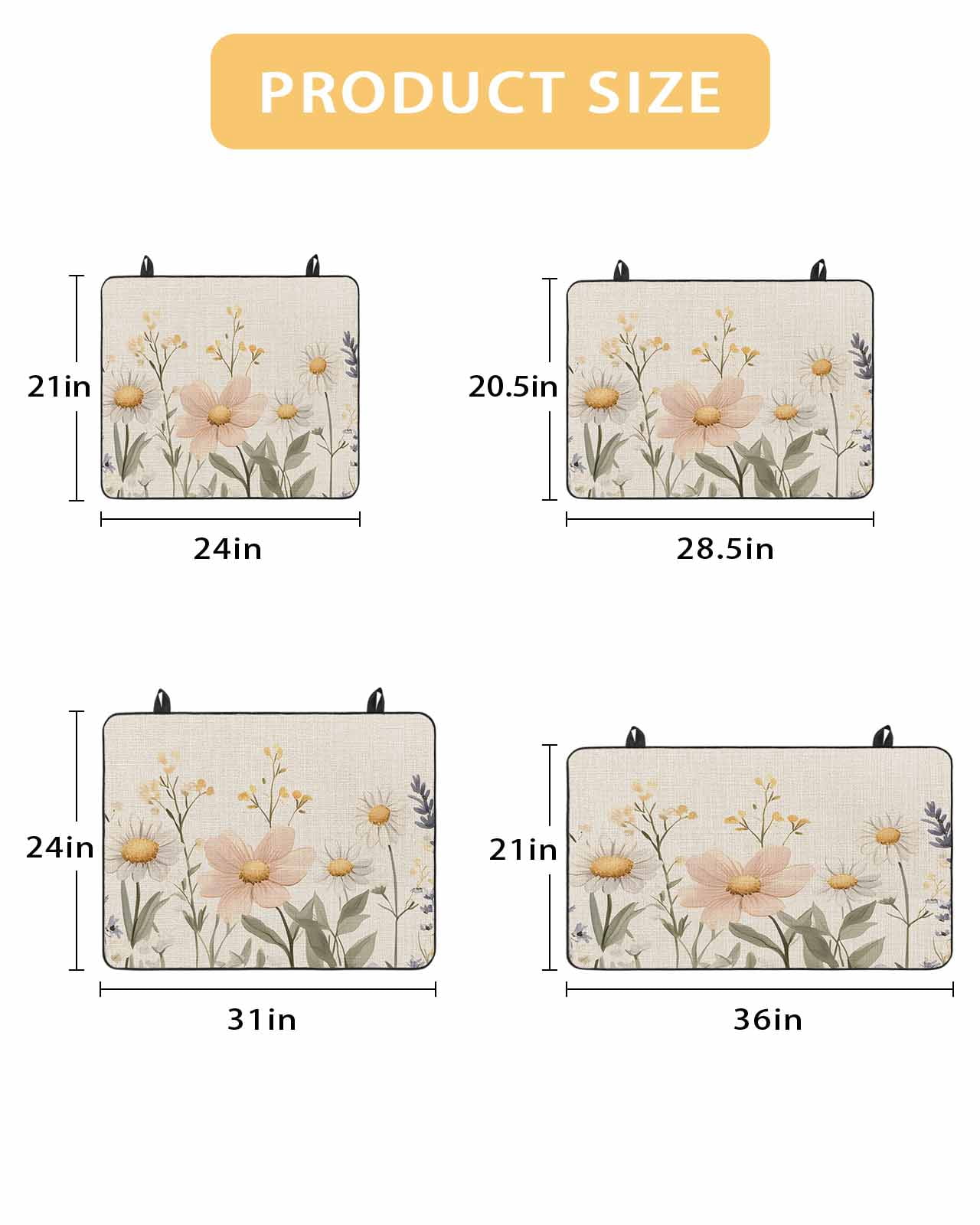 nqOlkjepod Large Induction Cooktop Protector Mat 24"x21", Daisy Botanical Stove Top Covers for Electric Stove, Vintage Farmhouse Floral Decorative Stove Burner Cover Mats, Glass Top Stove Cover