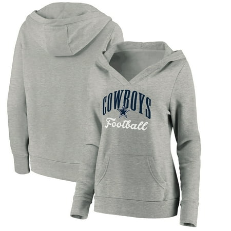 Dallas Cowboys Fanatics Branded Women's Victory Script V-Neck Pullover Hoodie - Heathered Gray