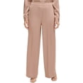 thumbnail image 1 of Calvin Klein Womens Pull On Satin Wide Leg Relaxed Casual Pants, beige, XL, 1 of 1