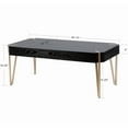 thumbnail image 6 of LuxenHome 46" W Manufactured Wood Veneer and Gold Metal Coffee Table, Black, 6 of 10