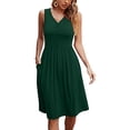 thumbnail image 2 of Ketyyh-chn99 Robe Femme Robe Maxi Robe Droite Unie pour Vacances Robe à Enfiler Robe de Plage Vert,2TG, 2 of 5