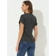 thumbnail image 4 of Blusa de oficina Allegra K Cuello en V Estampado de puntos Negro L, 4 of 6
