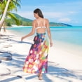 thumbnail image 7 of FORMRS Womens Long Sarong Beach Wrap Semi-Sheer Bikini Skirt Bathing Swimsuit Cover Up, Green Colorful Circles, 7 of 7