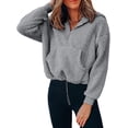 thumbnail image 1 of Mujeres de manga larga Sherpa Fleece Hoodies Casual Zip Up Fuzzy Coat Pullover Sudadera Crop Tops Sudadera con capucha con bolsillos Ormromra, 1 of 1