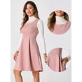 thumbnail image 2 of DARING DIVA Round Neck Sleeveless A-Line Pleated Faux Suede Overall Dress S Pink, 2 of 6