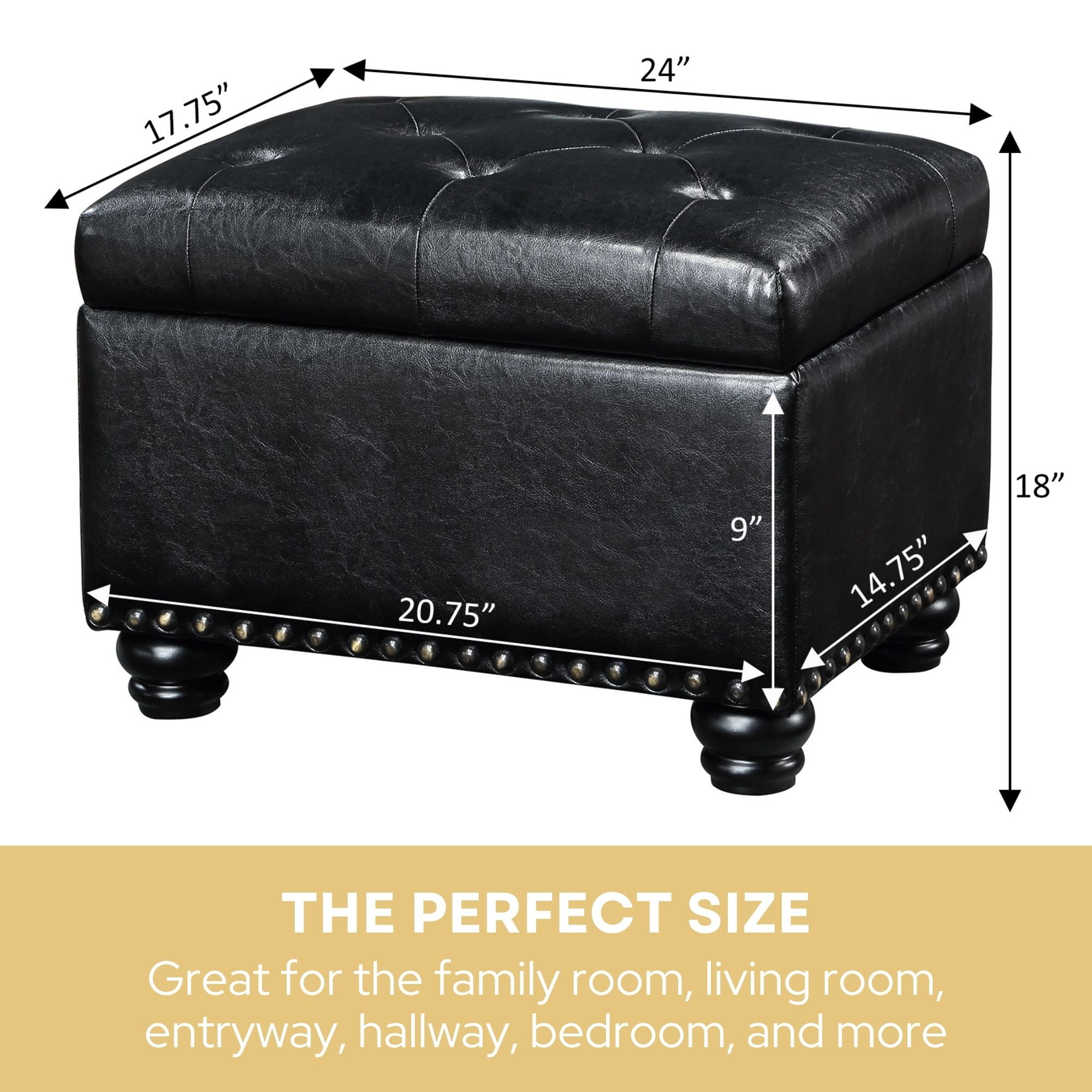 Convenience Concepts Designs4Comfort 5th Avenue Storage Ottoman, Multiple Finishes