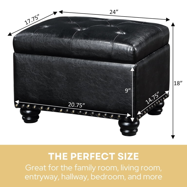 Convenience Concepts 5th Avenue Storage Ottoman, Faux Leather photo 6