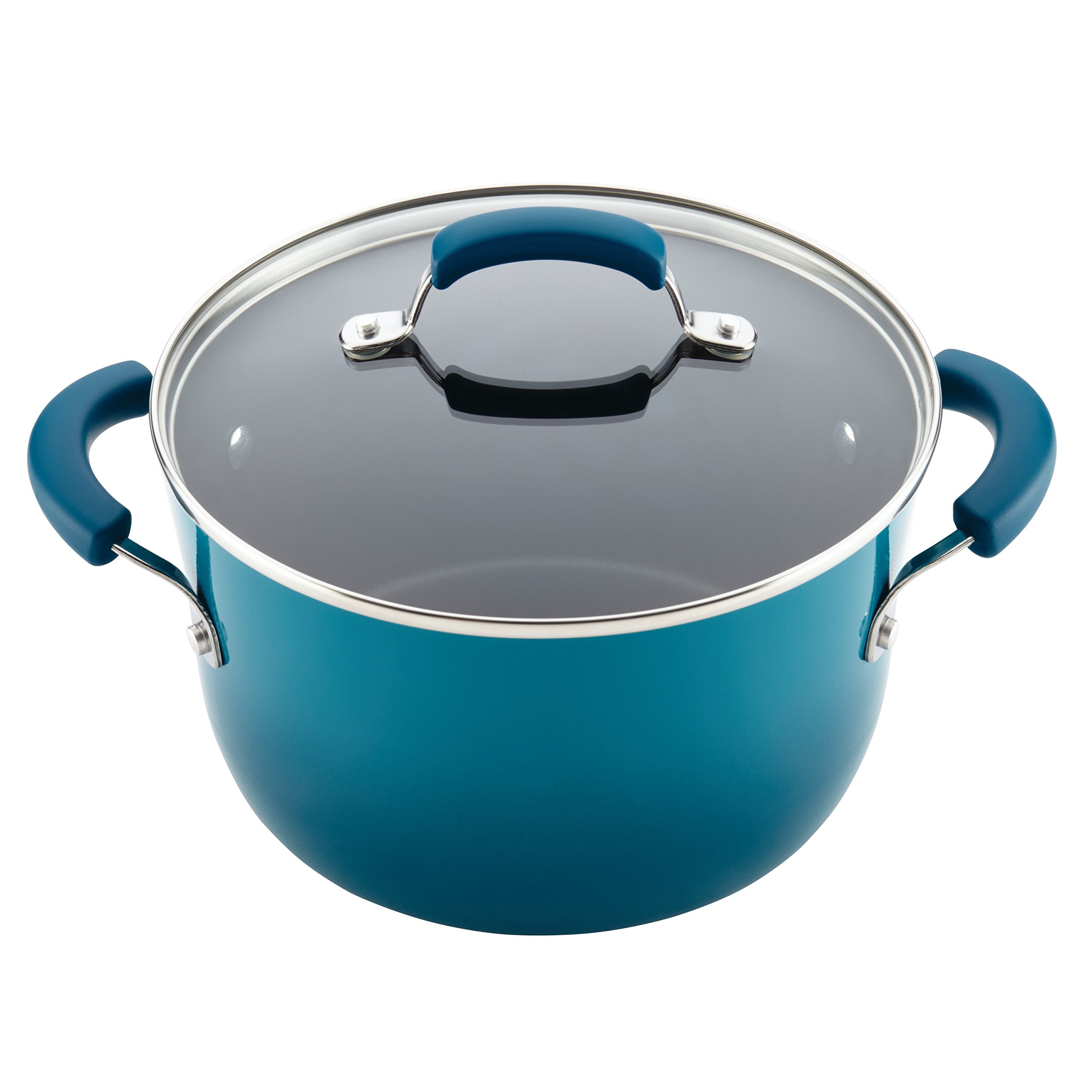 Rachael Ray Brights Nonstick Cookware Pots and Pans Set, 10 Piece, Marine Blue