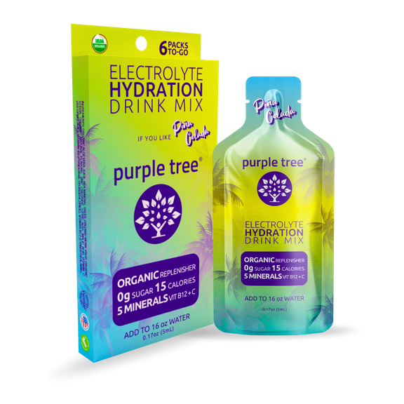 Purple Tree Organic Electrolyte Hydration Packets, Pina Colada - Sugar-Free, 6 to-go Packs