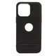thumbnail image 2 of Funda para teléfono con soporte portátil Exquisita imitación de piel, tacto delicado, funda protectora a prueba de golpes, color negro para iPhone 14 Pro Max, 2 of 10