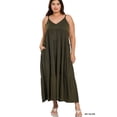 thumbnail image 4 of Zenana Women & Plus Relaxed Fit V-Neck Cami Full Length Tiered Boho Maxi Long Dress w/ Side Pockets, 4 of 5