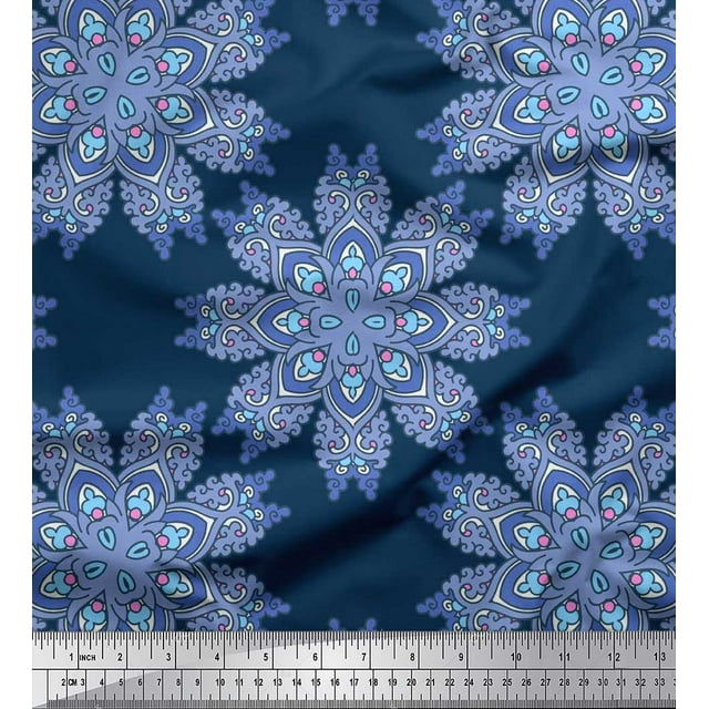 Soimoi Polyester Crepe Fabric Mandala Decorative Fabric Prints by Yard 42 Inch Wide