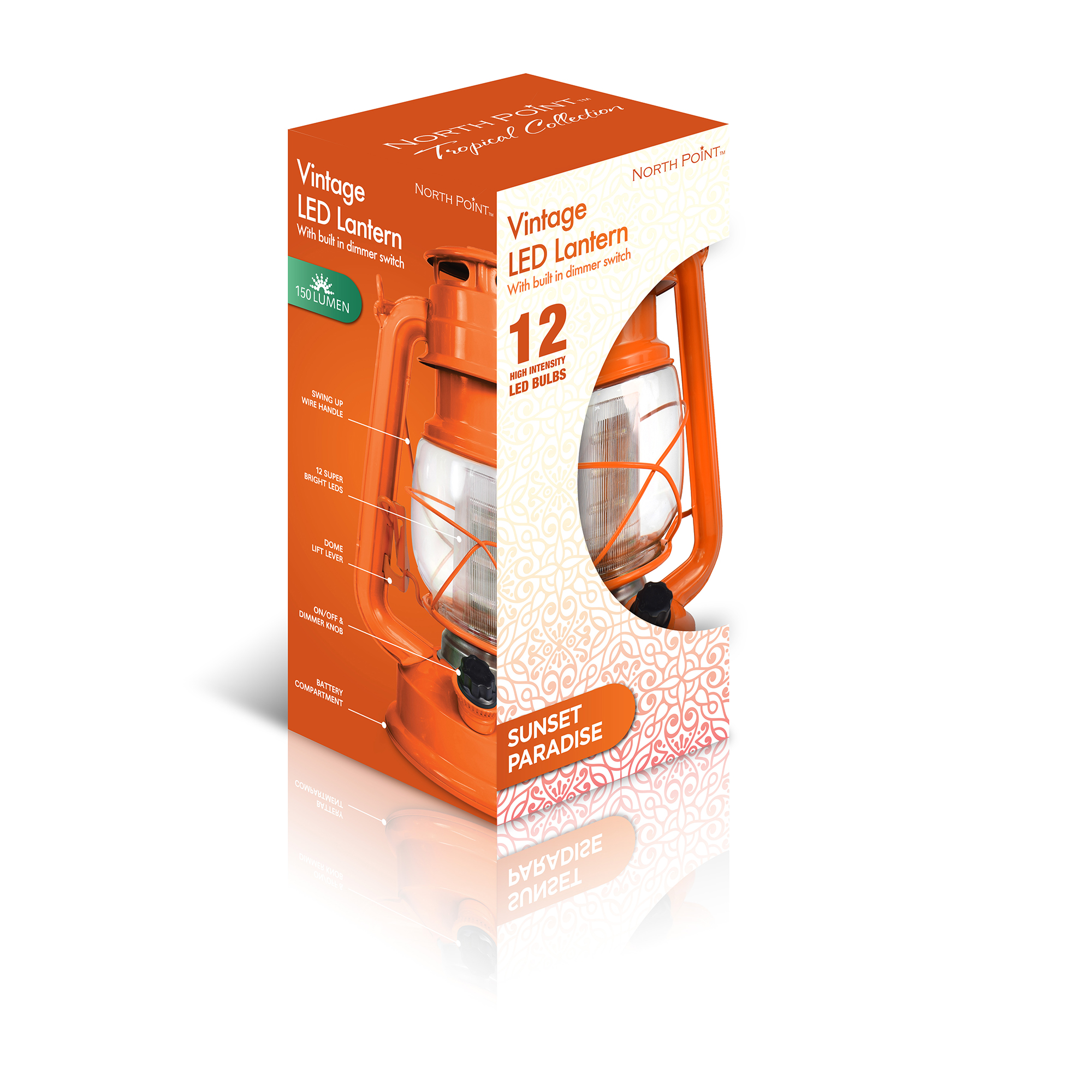 Northpoint LED Lantern, 12-LED 150-Lumen Lantern, Pink Flamingo