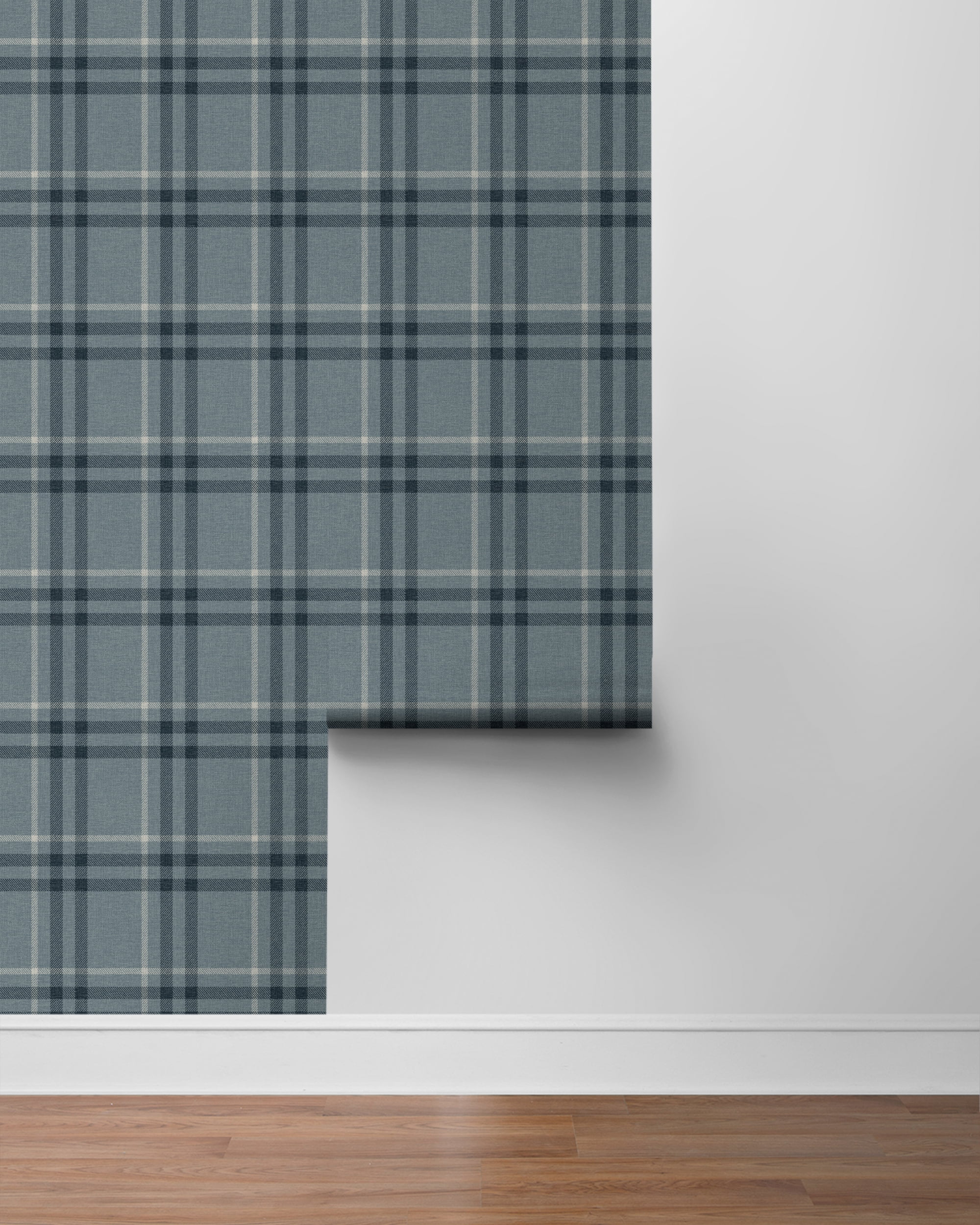 NextWall Light Blue Calverlay Plaid Peel and Stick Wallpaper - 20.9 in. W. x 18 ft. L. Roll