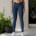 thumbnail image 4 of High Waist Seamless Ribbed Full Length Leggings- XX Large, Light Blue, 4 of 6