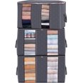 thumbnail image 1 of Hweilai 3Pcs Thick Non-woven Quilt Storage Bag Large Capacity Storage Box Bag with Reinforced Handle for Quilts Blankets Pillows(Gray), 1 of 5