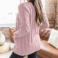 thumbnail image 5 of Cable Knitted Sweater Cardigans for Women Cozy Warm Open Front Button Down Jacket Outerwear with Pockets (XL, Pink), 5 of 7