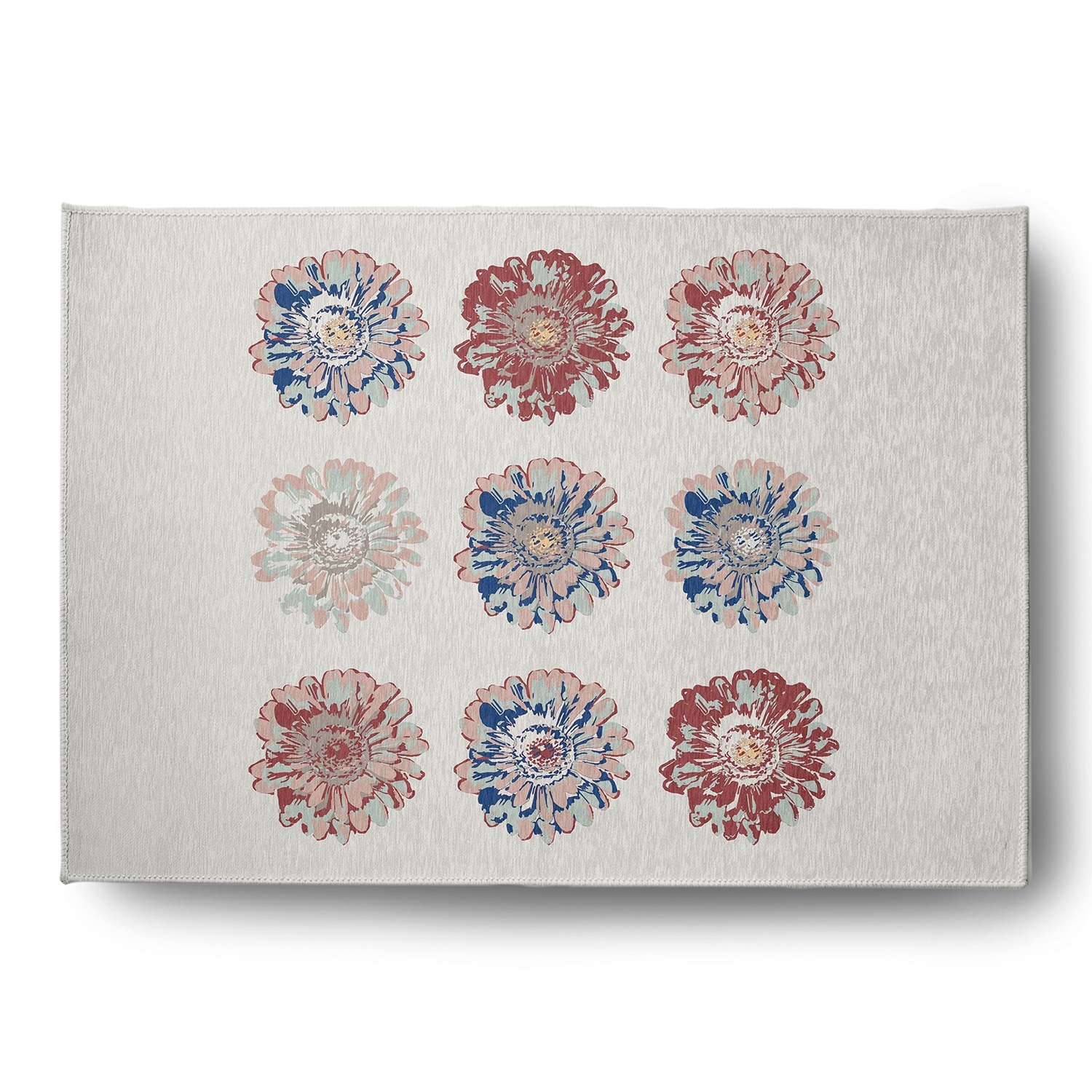 Simply Daisy 3' x 5' Dark Cobalt Blue Gypsy Floral Spring Chenille Rug