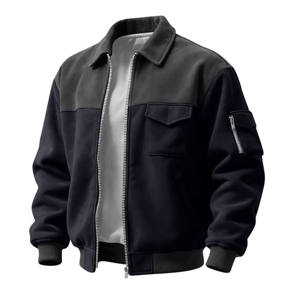 Mens Jacket Bomber Zip Up Flight Lightweight Jackets Casual Stylish Fall Winter Coats Navy 2XL