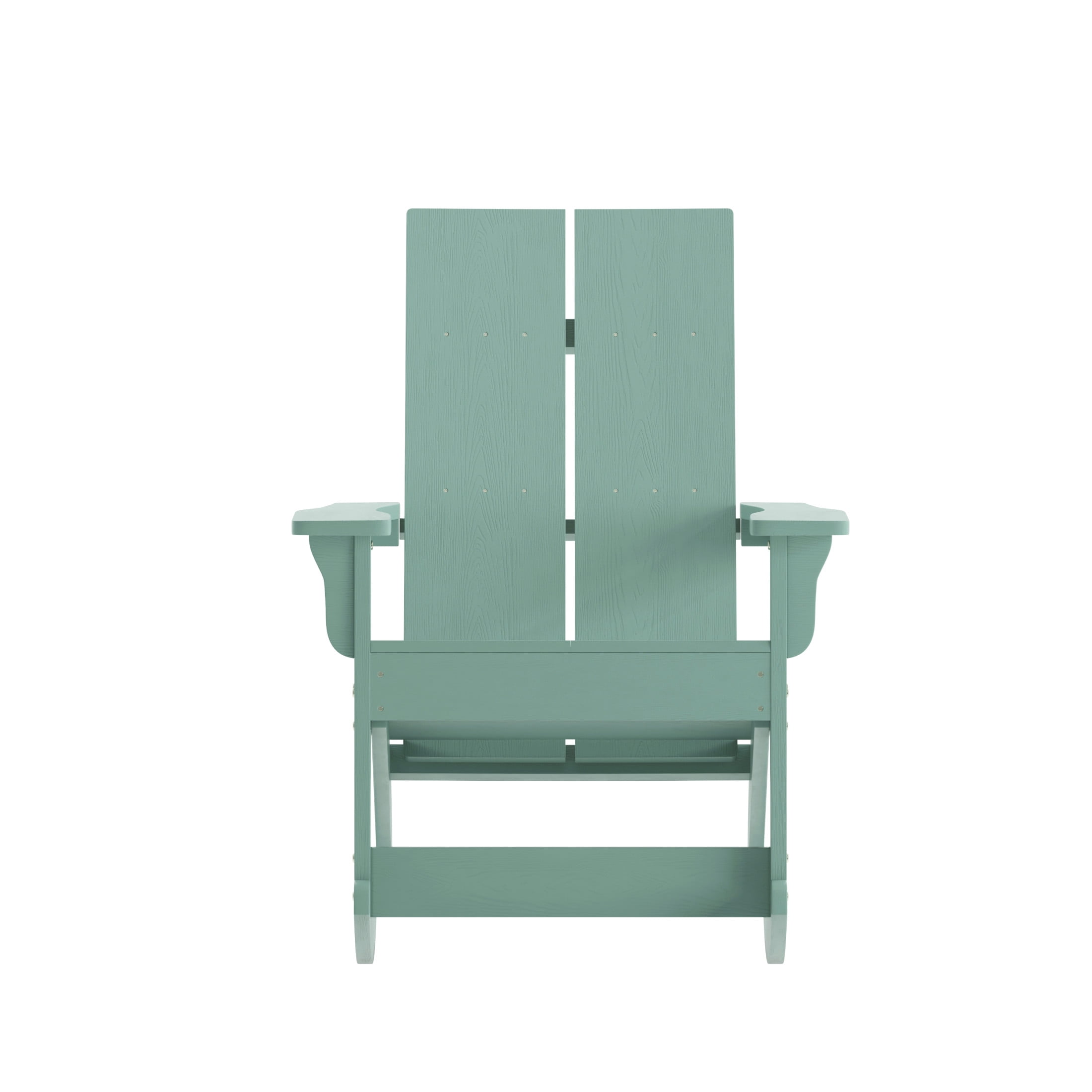 BizChair Modern Commercial Grade Poly Resin Wood Adirondack Rocking Chair - All Weather Sea Foam Polystyrene - Dual Slat Back - Stainless Steel Hardware