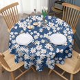 thumbnail image 3 of Daisy Flower Blue Round Table Cloth,Wrinkle Free Table Cover with Polyester,Waterproof Reusable Round Table Cloths for Home Decor Summer Spring Picnic Dining Holiday (Round,60x60inch), 3 of 6