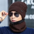 thumbnail image 2 of Men Winter Beanie Hat Scarf Set Cable Knit Hat Warm Fleece Lined Winter Cap with Neck Warmer, 2 of 3